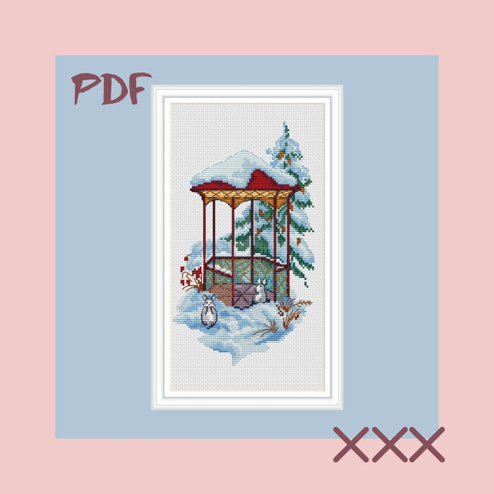 Winter gazebo - PDF Cross Stitch Pattern