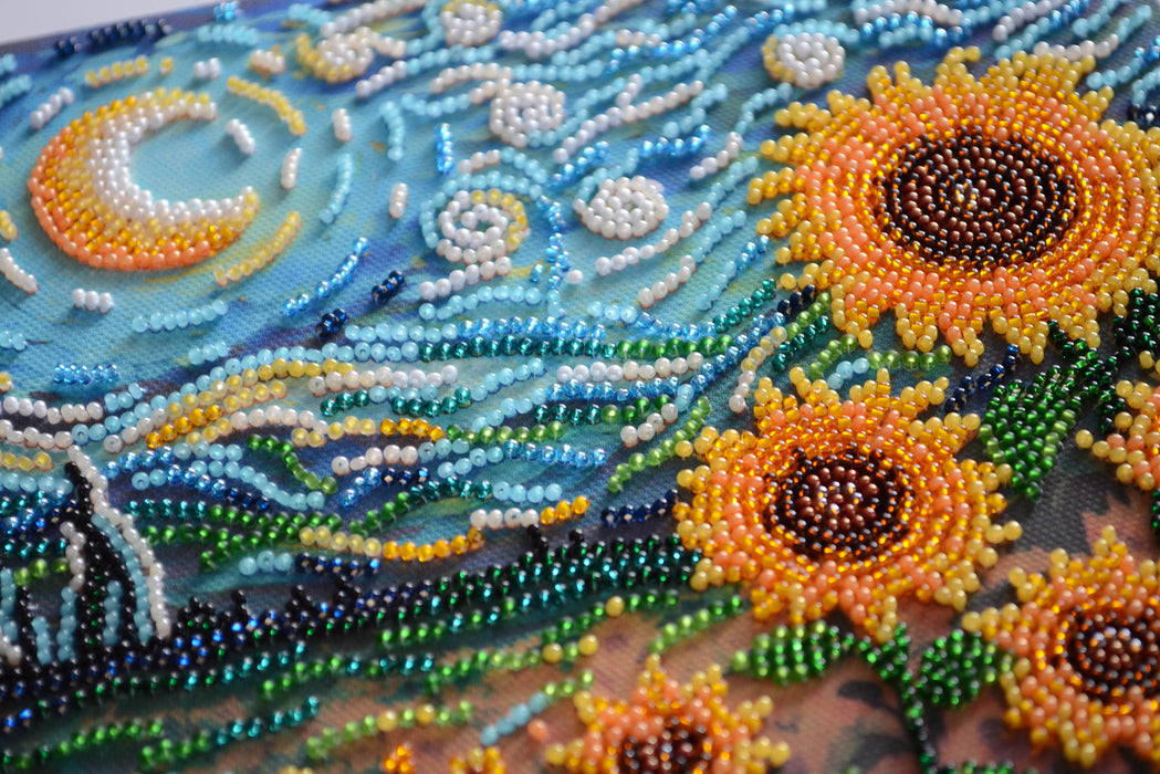 Bead embroidery kit - Sunflowers in night's embrace AMB-111