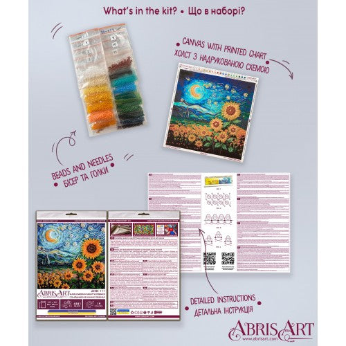 Bead embroidery kit - Sunflowers in night's embrace AMB-111