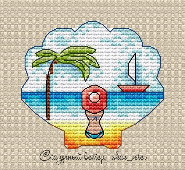 The girl on the beach - PDF Cross Stitch Pattern