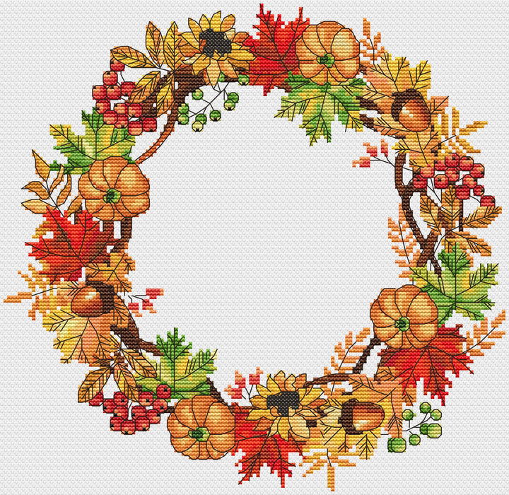 Autumn Wreath - PDF Cross Stitch Pattern