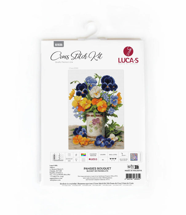 Pansies Bouquet B7035L Counted Cross-Stitch Kit