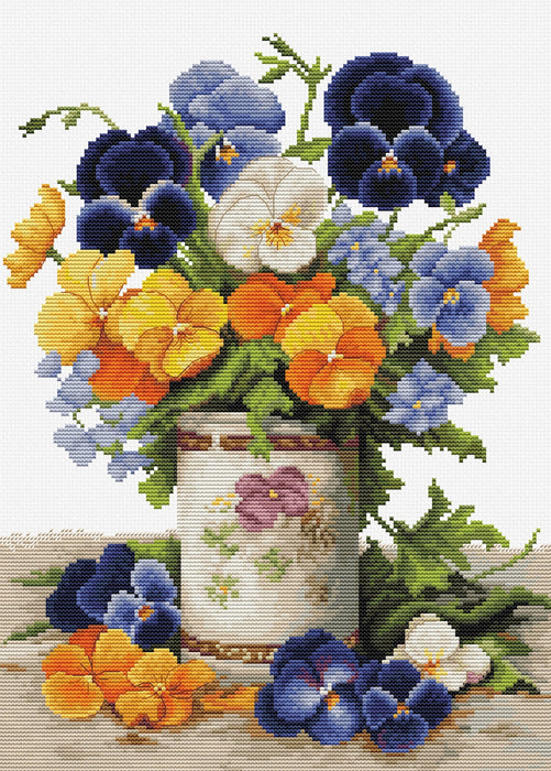 Pansies Bouquet B7035L Counted Cross-Stitch Kit