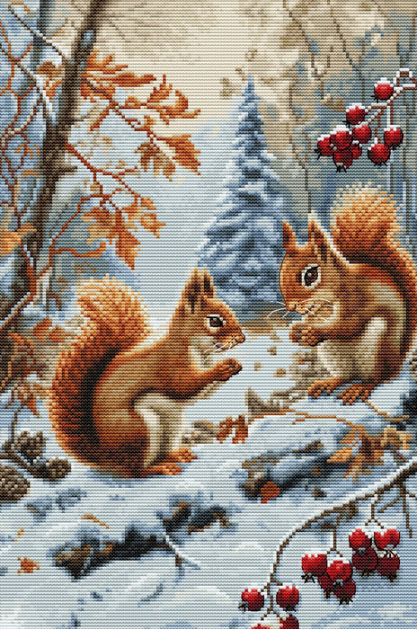 Joy of The Squirrels BU5064L Counted Cross-Stitch Kit