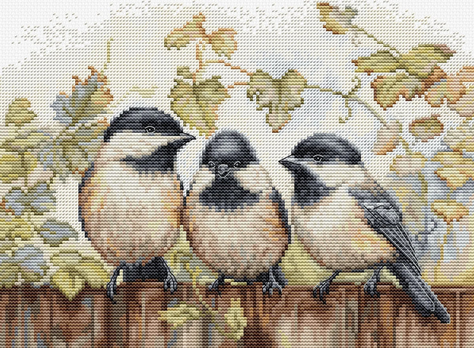 Chickadees On The Fence BU5066L Counted Cross-Stitch Kit