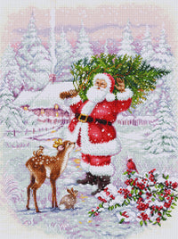 Santa With Tree BU5098L Counted Cross-Stitch Kit