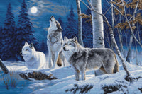 The Howl of Wolves and the Winter Moon B727L Counted Cross-Stitch Kit