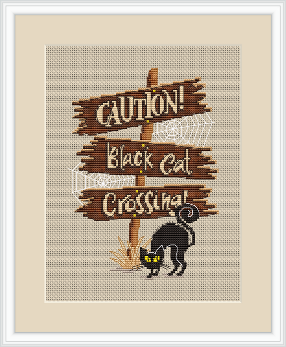 Black Cat Crossing - PDF Cross Stitch Pattern