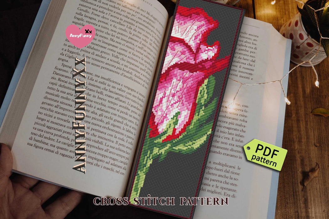 Bookmark. Rose Flower - PDF Cross Stitch Pattern