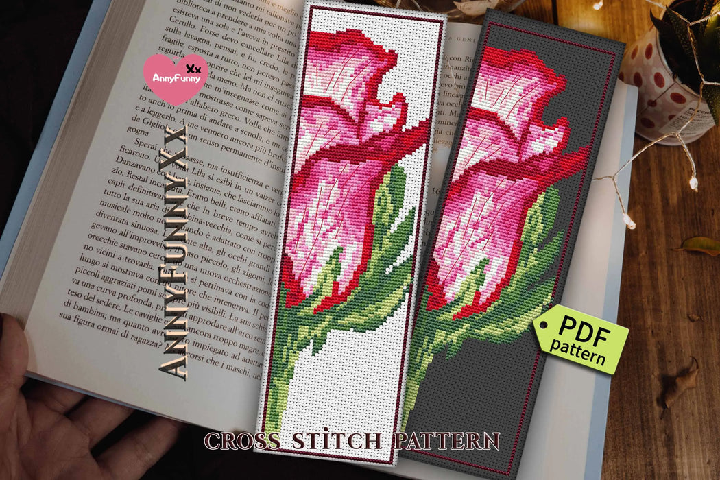 Bookmark. Rose Flower - PDF Cross Stitch Pattern