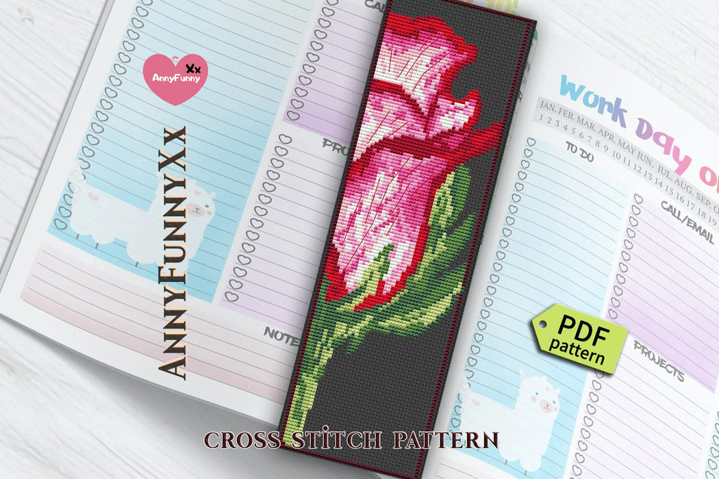 Bookmark. Rose Flower - PDF Cross Stitch Pattern