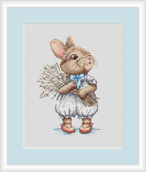 Bunny with Willow Bouquet - PDF Cross Stitch Pattern