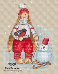 Bunny with a Sled - PDF Cross Stitch Pattern
