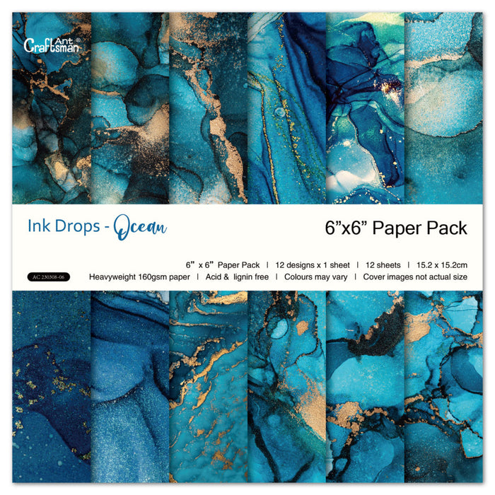 Ocean Scrapbook Paper Pack. 12 Sheets of 15.2x15.2cm Heavyweight Paper Pad F07M2-3 AC230308-06