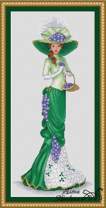 Lady in Green - PDF Cross Stitch Pattern