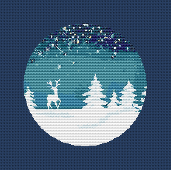 Winter Night. Deer - PDF Cross Stitch Pattern