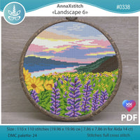 Round Landscapes. Landscape 6 - PDF Cross Stitch Pattern