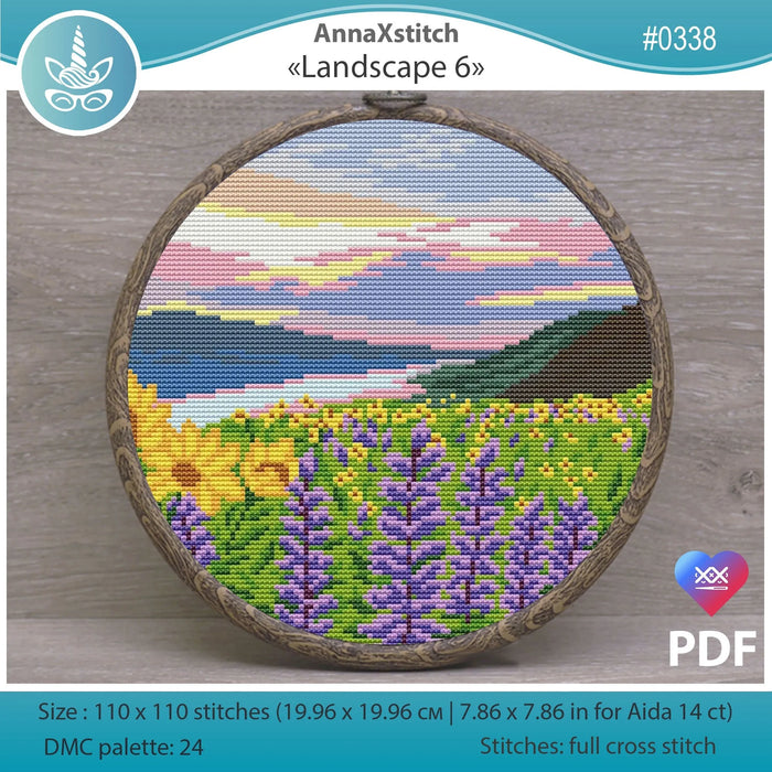 Round Landscapes. Landscape 6 - PDF Cross Stitch Pattern