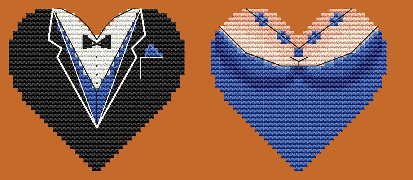 Valentines. Couple in blue - PDF Cross Stitch Pattern