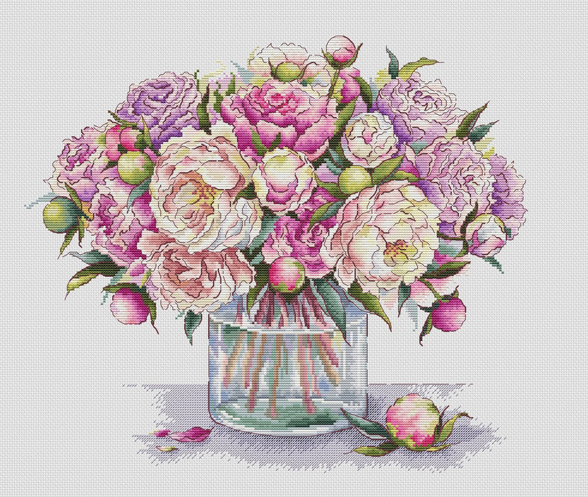 Bouquet of peonies - PDF Cross Stitch Pattern