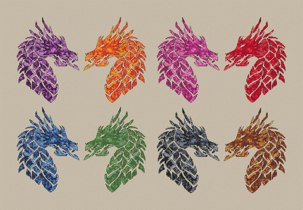 Dragons. Panel - PDF Cross Stitch Pattern