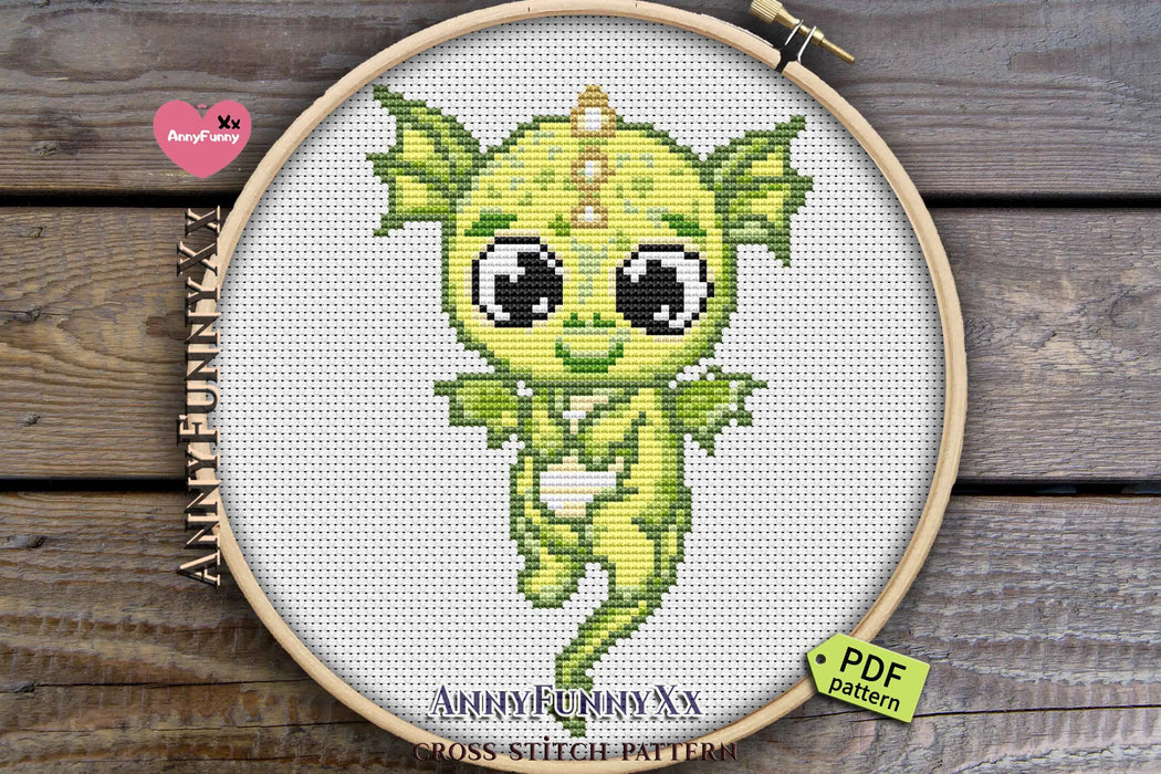 Green dragon baby - PDF Cross Stitch Pattern