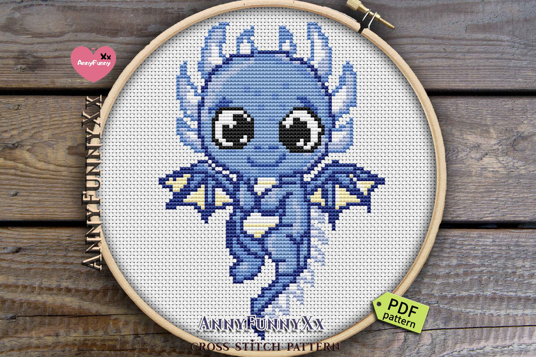 Blue dragon baby - PDF Cross Stitch Pattern