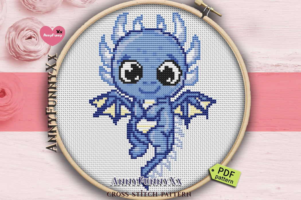 Blue dragon baby - PDF Cross Stitch Pattern