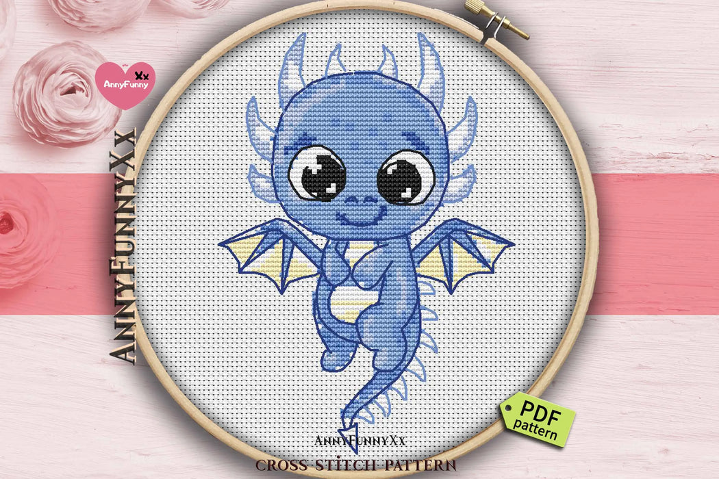 Blue dragon baby - PDF Cross Stitch Pattern