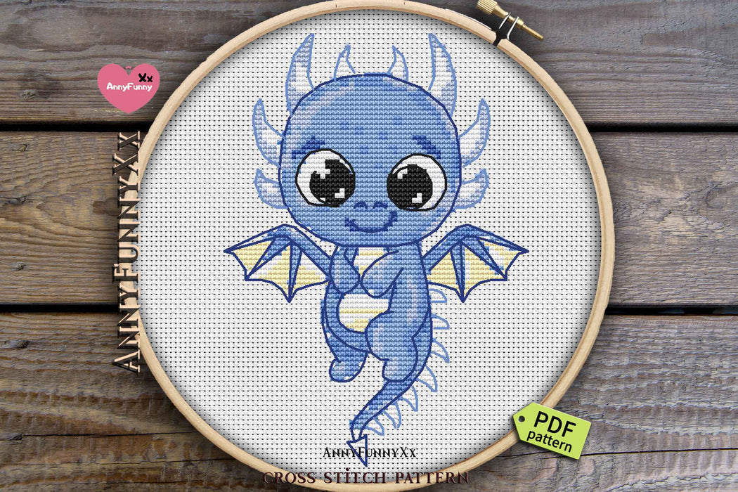 Blue dragon baby - PDF Cross Stitch Pattern