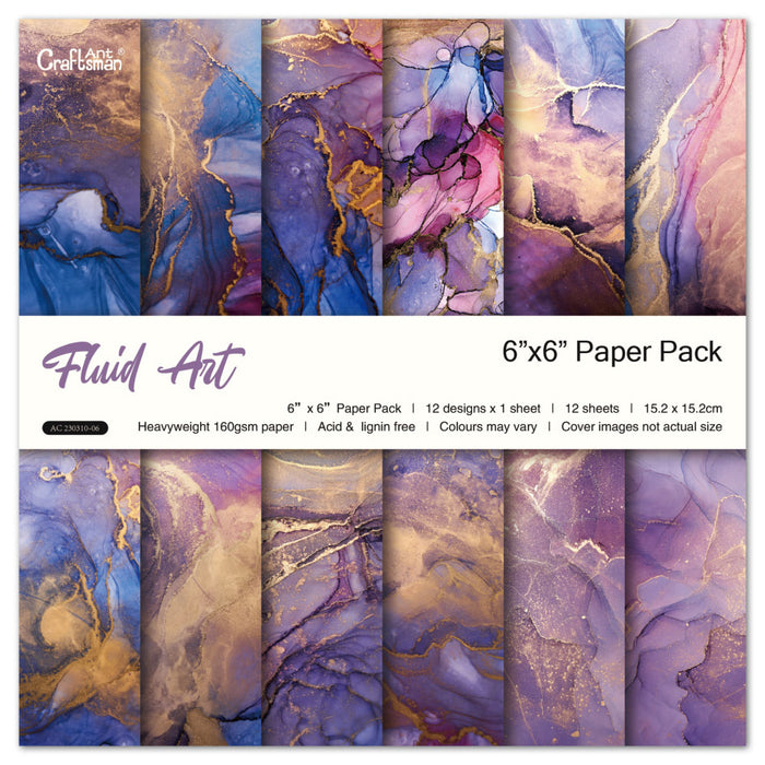 Fluid Art Scrapbook Paper Pack. 12 Sheets of 15.2x15.2cm Heavyweight Paper Pad F07M2-3 AC230310-06