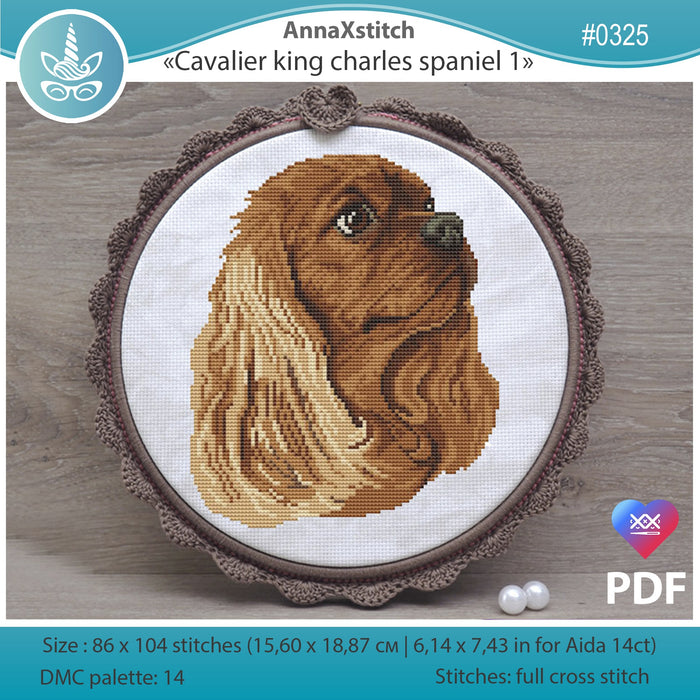 Cavalier king charles spaniel 1 - PDF Cross Stitch Pattern