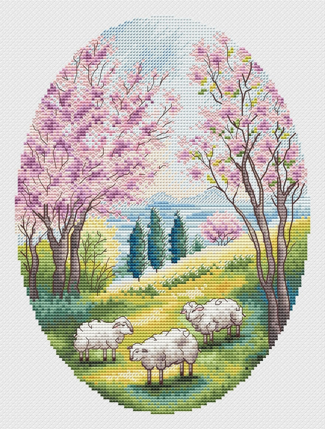 Spring Sheep - PDF Cross Stitch Pattern – Wizardi