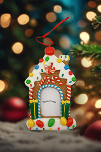 Christmas Ornament - Glossy Gingerbread Gingerbread House Frame. Wizardi Festive Decoration F07-N2-8-SEE200B