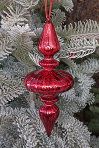Red Twisted Spire Christmas Glass Ornament Wizardi F07M10-1