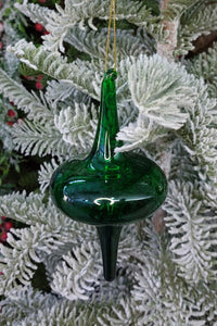 Dark Green Spire Christmas Glass Ornament Wizardi F07M10-11