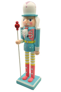 Christmas Nutcracker. Wizardi Classic Wooden Festive Decoration F07M14-30-N01703 green stand