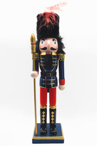 Christmas Nutcracker the Staffbearer. Wizardi Classic Wooden Festive Decoration F07M14-40-N01012C