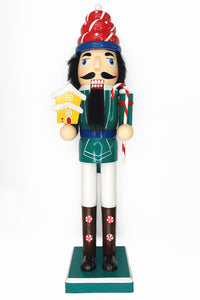 Christmas Nutcracker with a Little House. Wizardi Classic Wooden Festive Decoration F07M14-41-N01058D