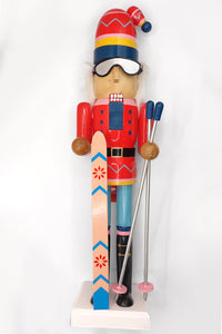 Christmas Nutcracker the Skier. Wizardi Classic Wooden Festive Decoration F07M14-42-N01826A