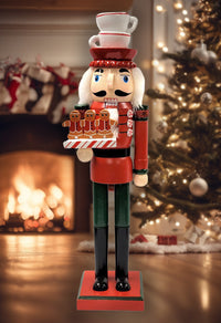 Christmas Nutcracker with a Gingerbread Men. Wizardi Classic Wooden Festive Decoration F07M14-43-XC4617D