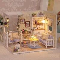 Kitten Diary Dollhouse Kit - Miniature Wizardi Roombox Kit with LED Light F07M51-70-3013