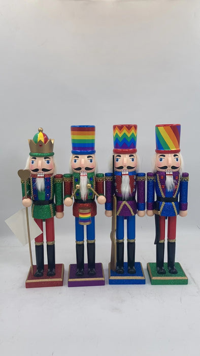 Wooden Rainbow Soldier Nutcracker Wizardi F07M6-10 green stand