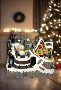 Train Scene with Snowman - Christmas Village Collection by Wizardi F07N5-11C