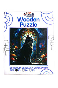 Black Cat - Jigsaw Wooden Puzzle by Wizardi F07N9-14