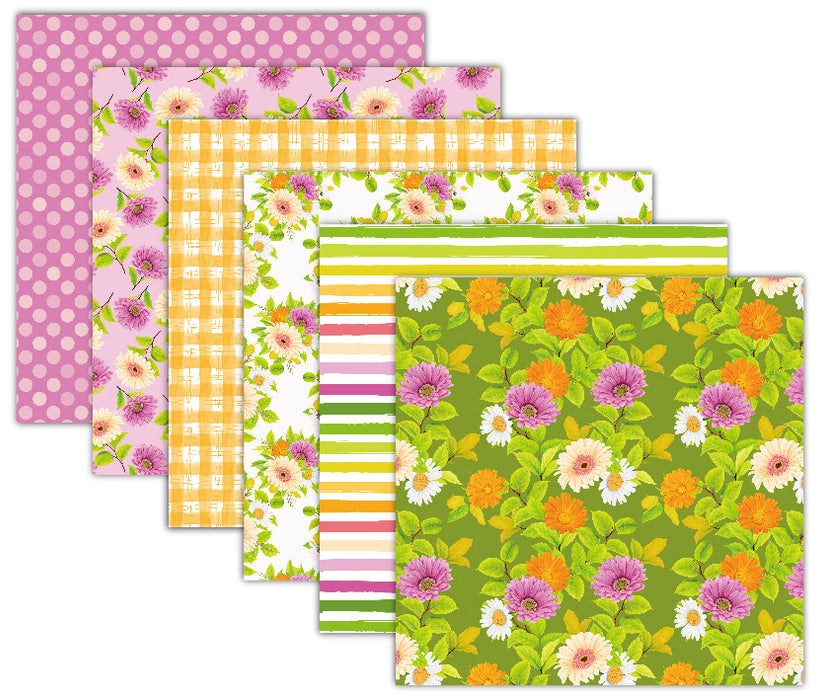 Spring Scrapbook Paper Pack. 12 Sheets of 15.2x15.2cm Heavyweight Paper Pad F07M2-3 AC230901-06