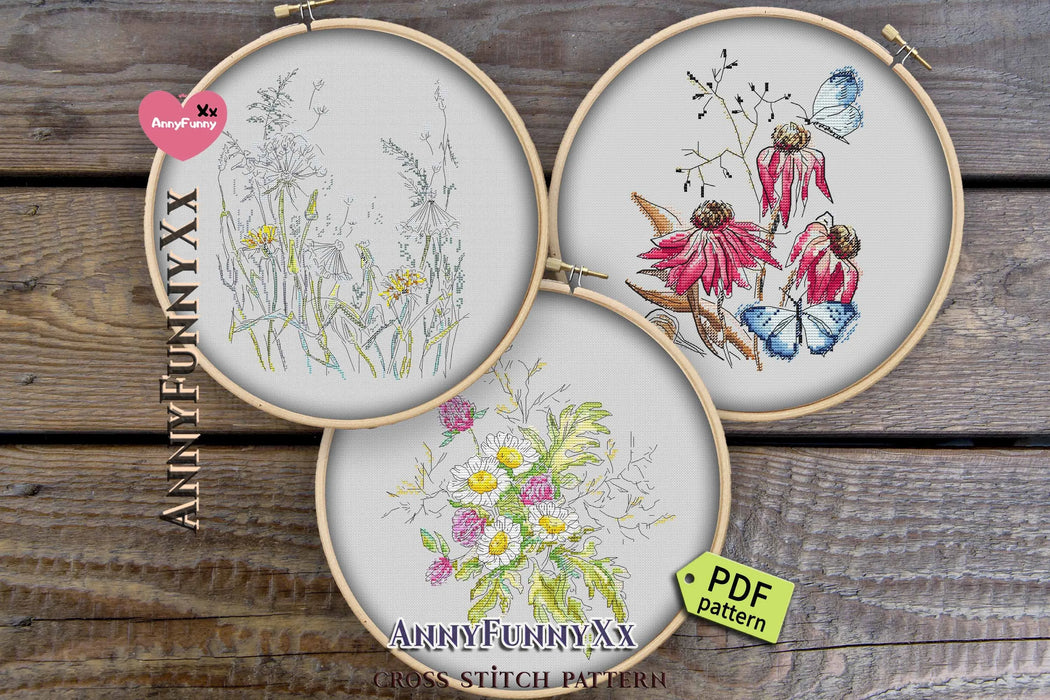 Flowers Sketch. Cham - PDF Cross Stitch Pattern