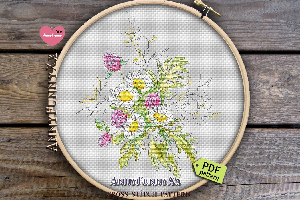 Flowers Sketch. Clover - PDF Cross Stitch Pattern