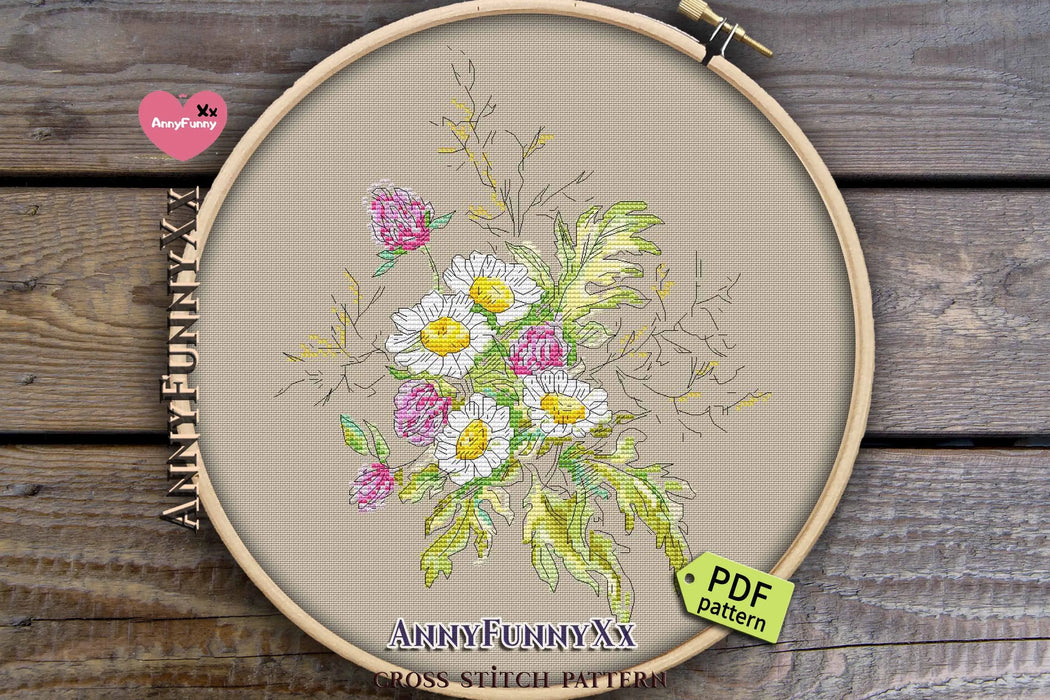 Flowers Sketch. Clover - PDF Cross Stitch Pattern