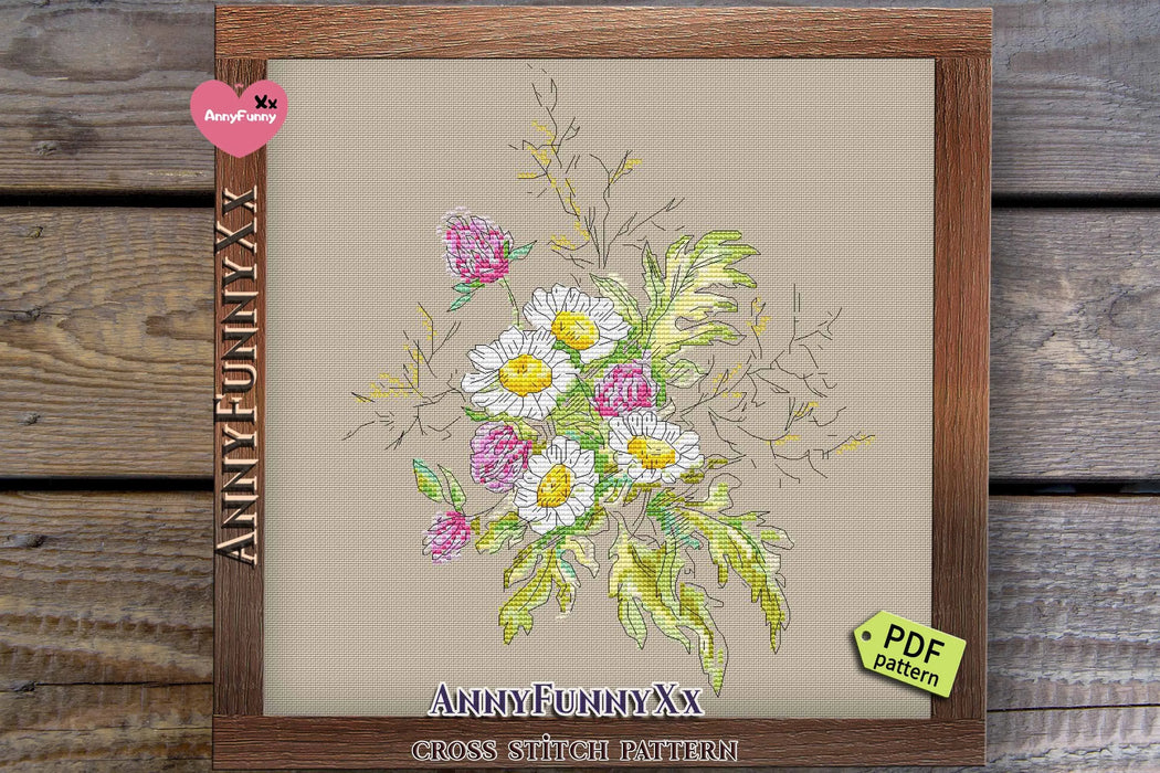 Flowers Sketch. Clover - PDF Cross Stitch Pattern